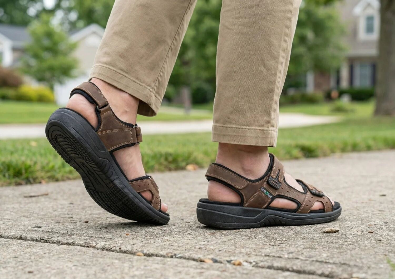 Orthofeet Gemini Adjustable Heel Strap - Brown - Lifestyle View - 8
