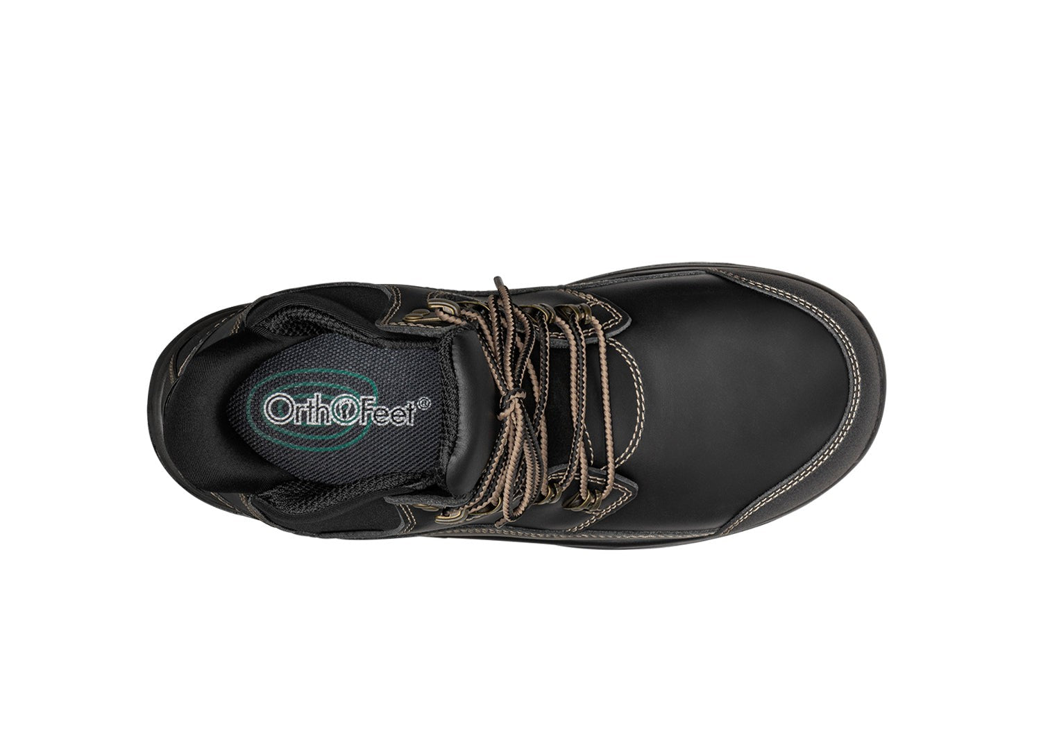 Orthofeet Graphite Hands-Free Cushioning & Arch Support Men's Work Boots - Black - Bird's Eye View - 5