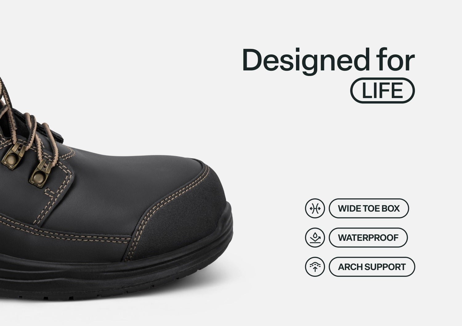 Orthofeet Graphite Hands-Free Cushioning & Arch Support Men's Work Boots - Black - Feature Detail - 4