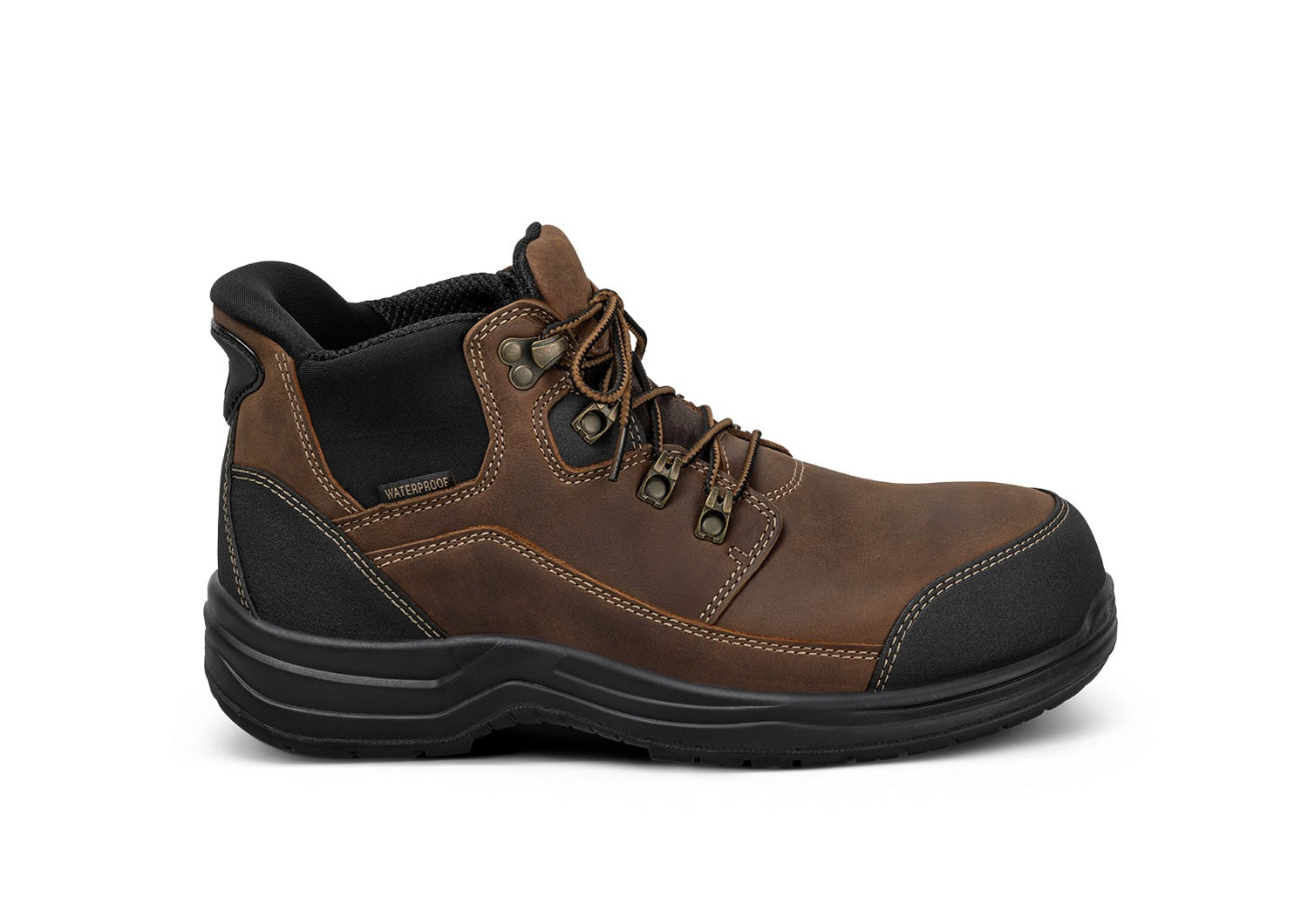 Orthofeet Graphite Hands-Free Cushioning & Arch Support Men's Work Boots in Brown