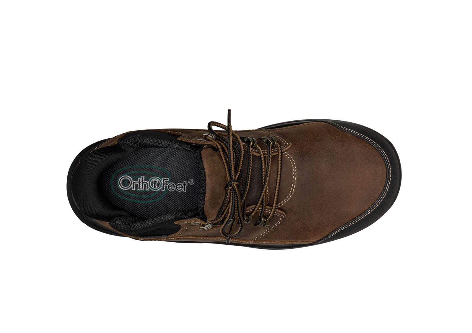 Orthofeet Graphite Hands-Free Cushioning & Arch Support Men's Work Boots - Brown - Bird's Eye View - 5