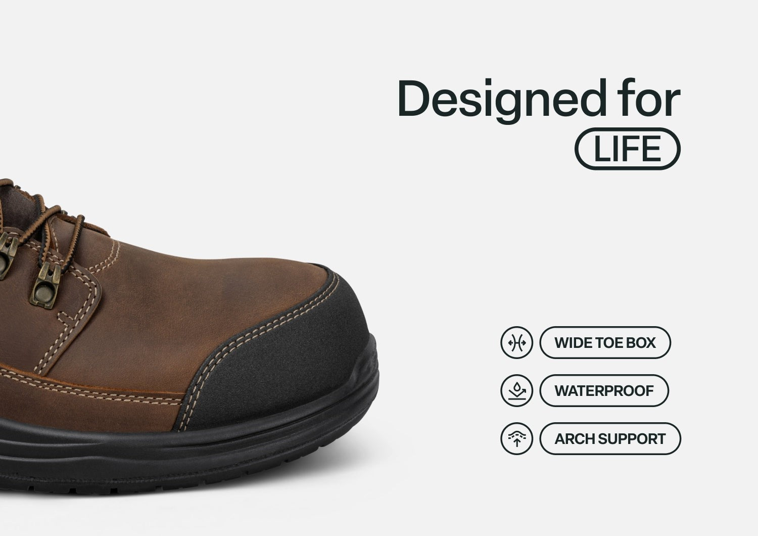 Orthofeet Graphite Hands-Free Cushioning & Arch Support Men's Work Boots - Brown - Feature Detail - 4