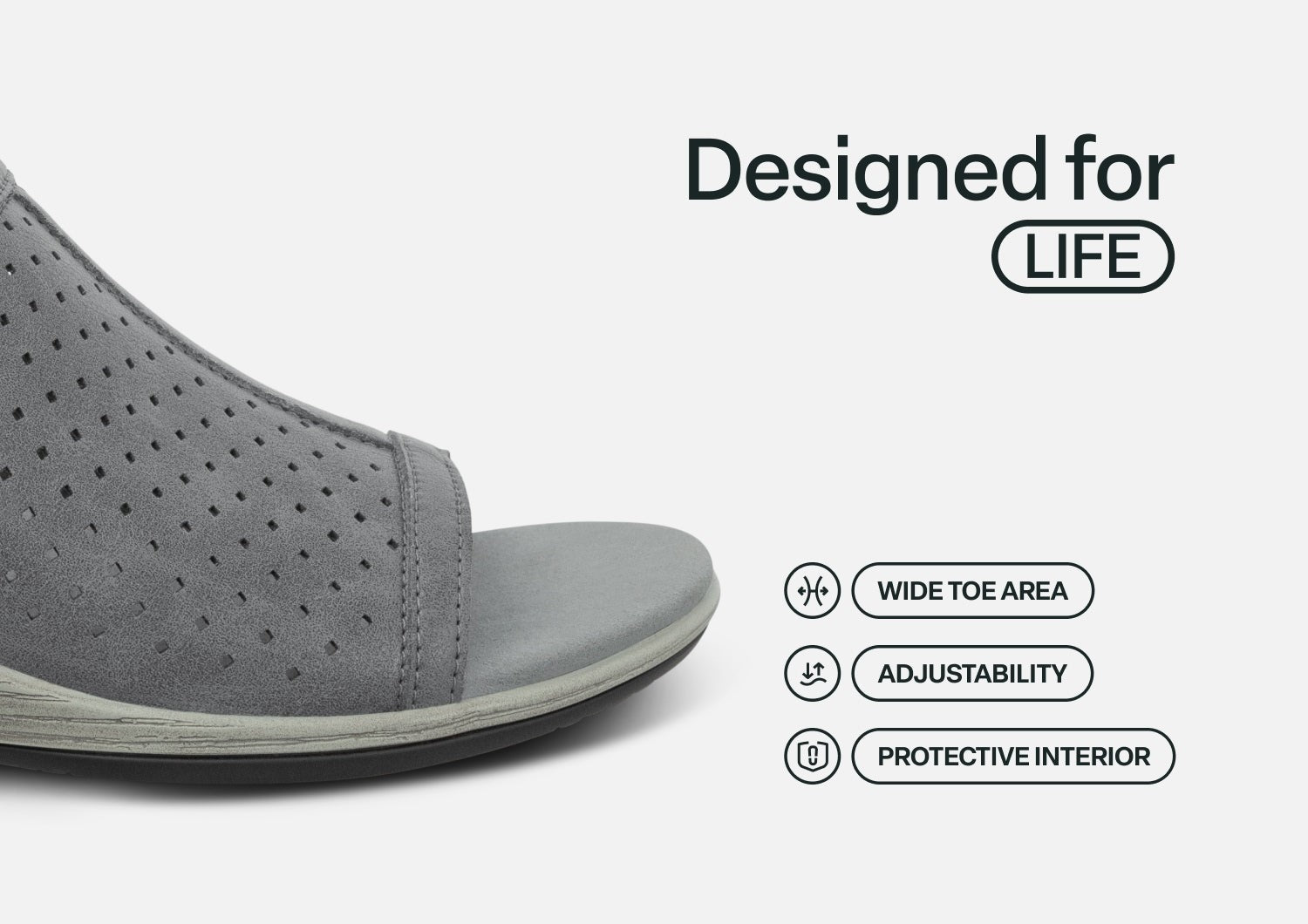 Orthofeet Hazel Supportive Wedge Women's Sandals - Gray - Feature Detail - 5