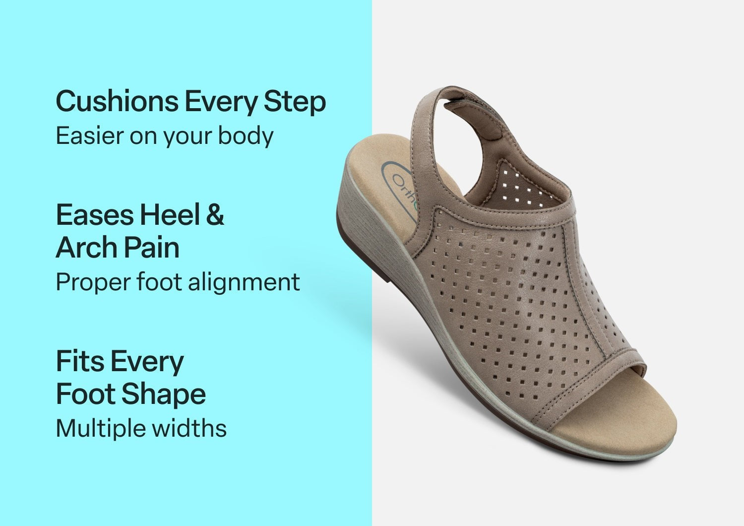 Orthofeet Hazel Supportive Wedge Women's Sandals - Taupe - Comfort Benefits - 3