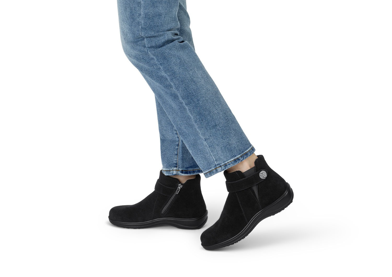 Orthofeet Heather Arch-Support Chelsea Women's Boots - Black - Product View - 2