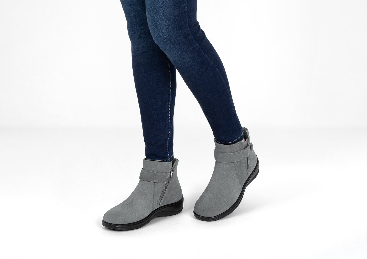 Orthofeet Heather Arch-Support Chelsea Women's Boots - Gray - Product View - 2