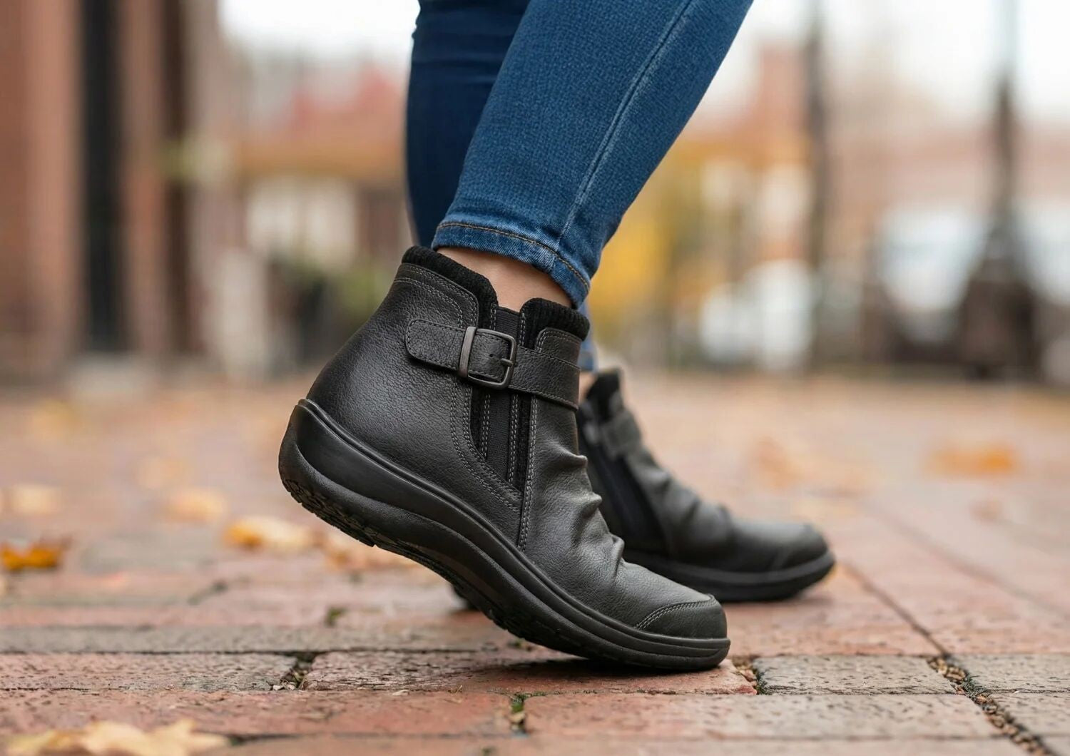 Orthofeet Heidi Supportive Comfort Women's Boots - Black - Lifestyle View - 8