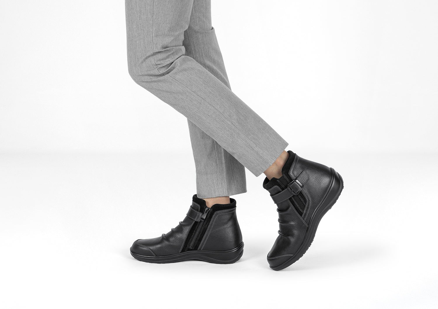 Orthofeet Heidi Supportive Comfort Women's Boots - Black - Lifestyle View - 2