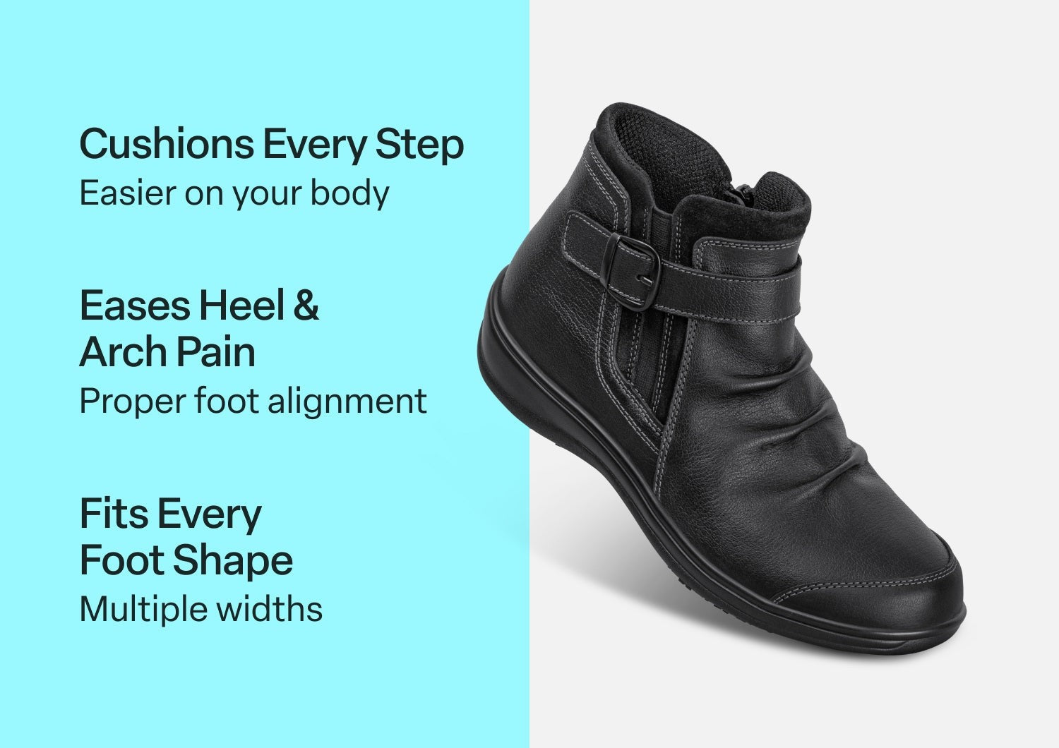 Orthofeet Heidi Supportive Comfort Women's Boots - Black - Comfort Benefits - 3
