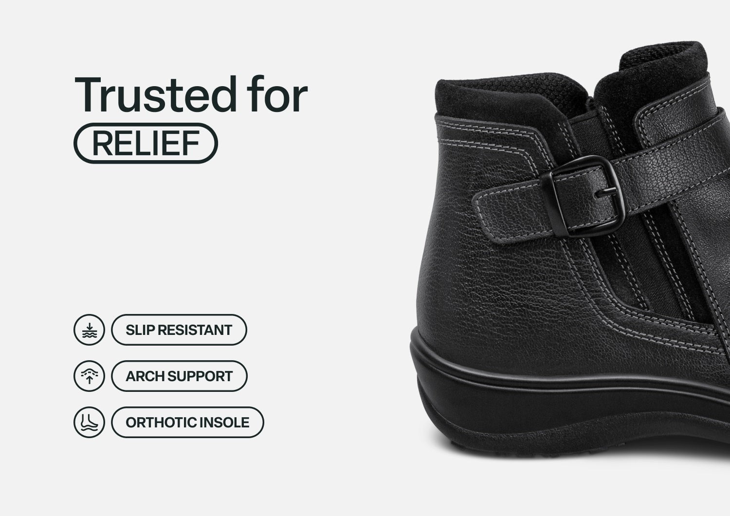 Orthofeet Heidi Supportive Comfort Women's Boots - Black - Feature Detail - 4