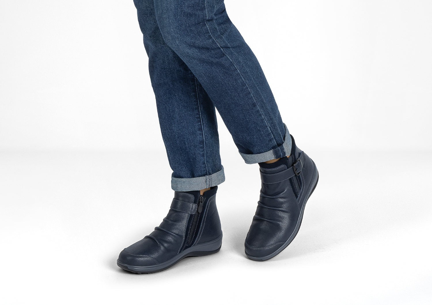 Orthofeet Heidi Supportive Comfort Women's Boots - Navy - Lifestyle View - 2