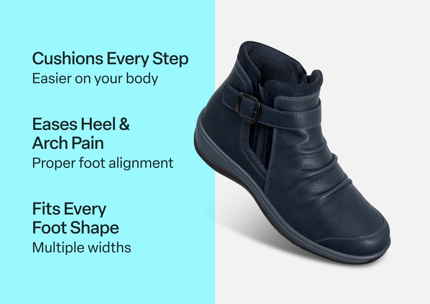 Orthofeet Heidi Supportive Comfort Women's Boots - Navy - Comfort Benefits - 3