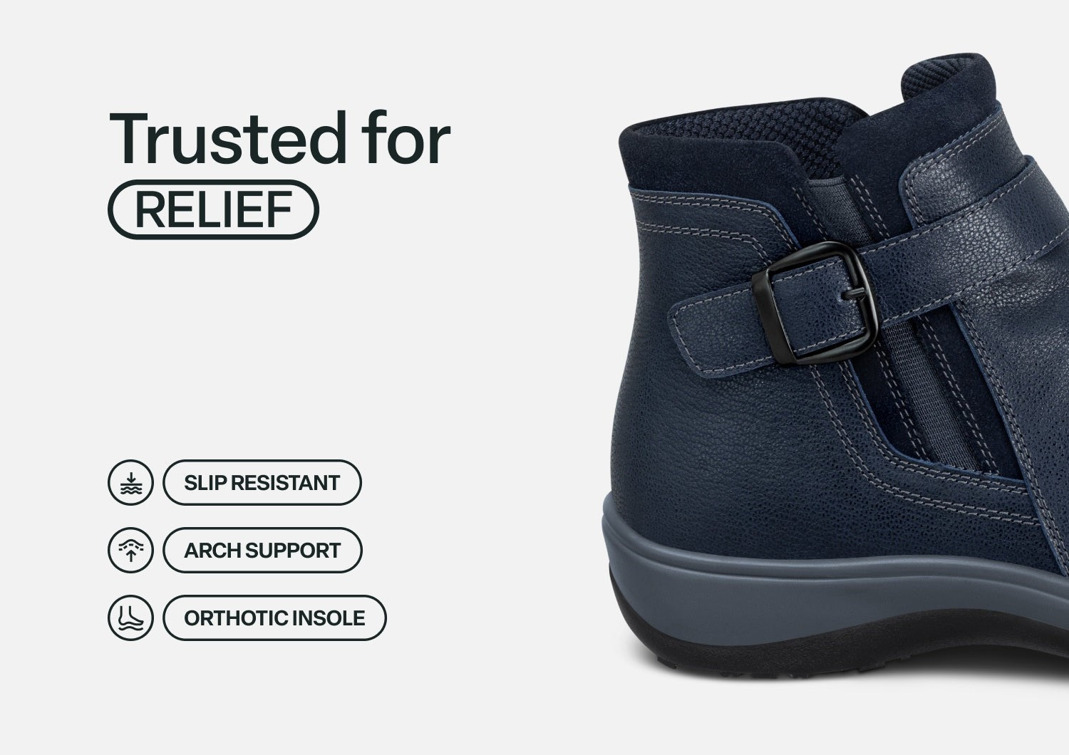 Orthofeet Heidi Supportive Comfort Women's Boots - Navy - Feature Detail - 4