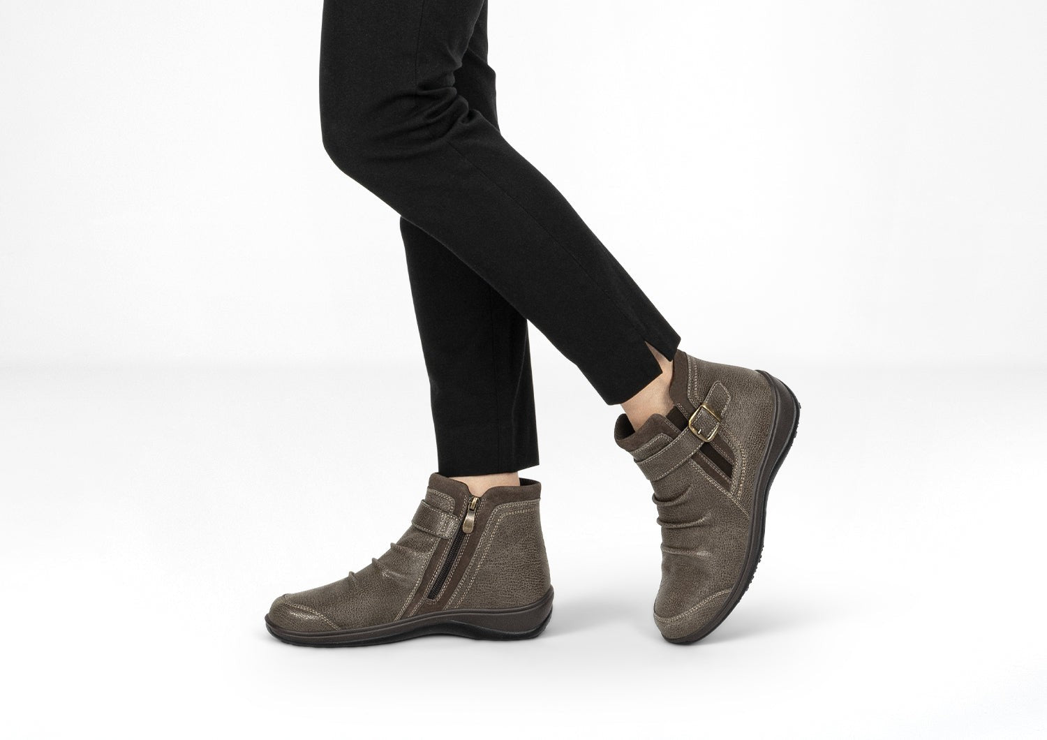 Orthofeet Heidi Supportive Comfort Women's Boots - Taupe - Lifestyle View - 2