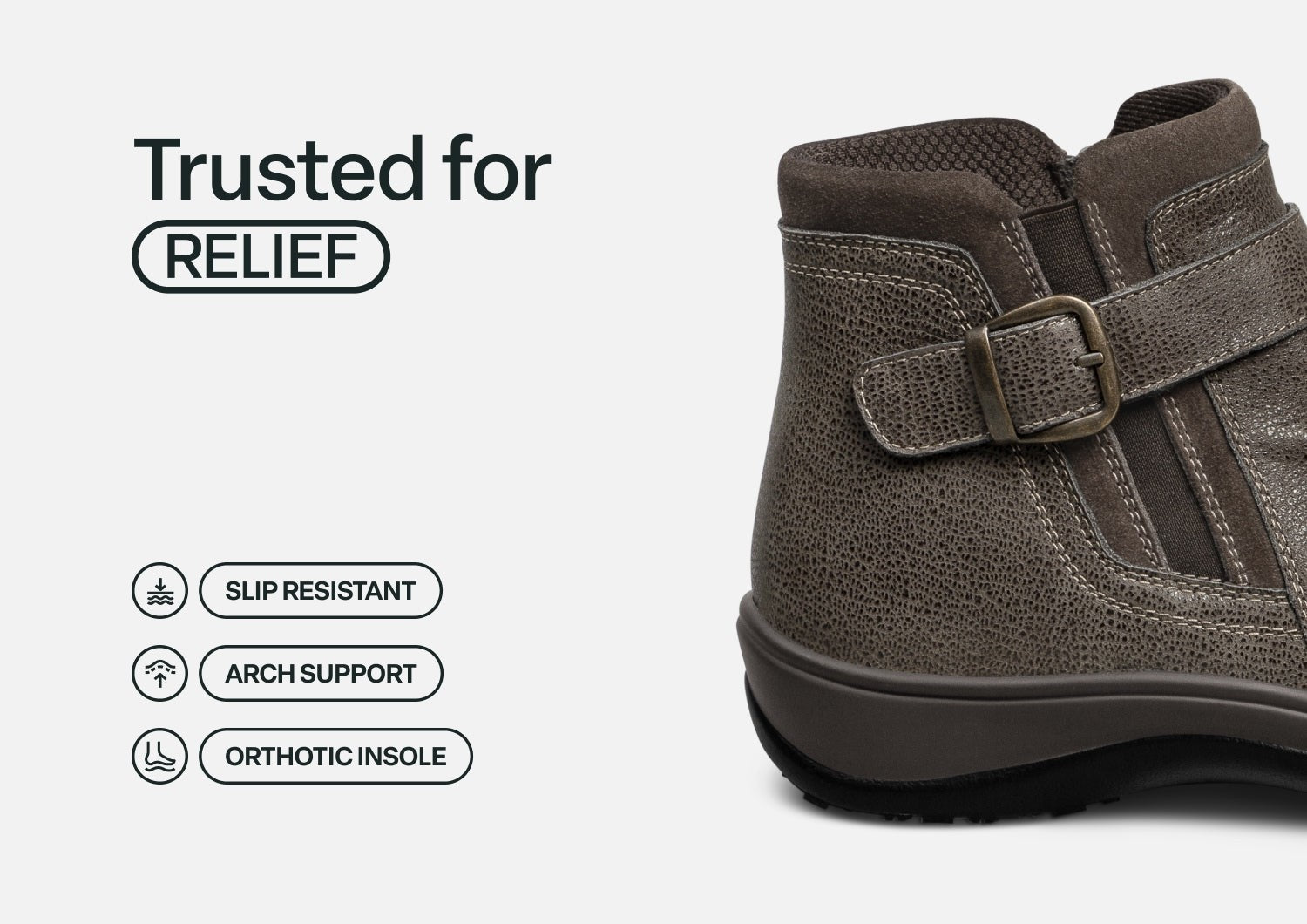 Orthofeet Heidi Supportive Comfort Women's Boots - Taupe - Feature Detail - 4