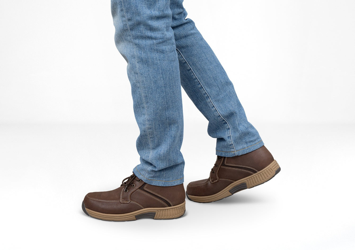 Orthofeet Highline Supportive Comfort and Arch Support Men's Boots - Dark Brown - Lifestyle View - 2