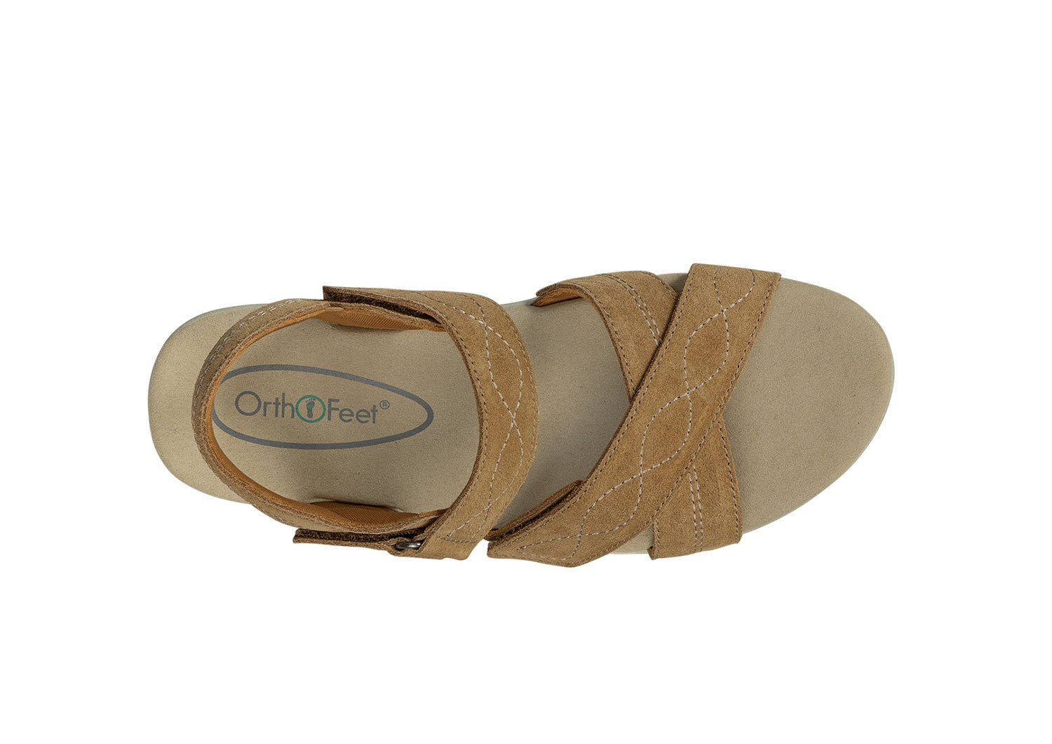 Orthofeet Holly Supportive Ortho-Cushion Wedge Women's Sandals - Camel - Bird's Eye View - 6