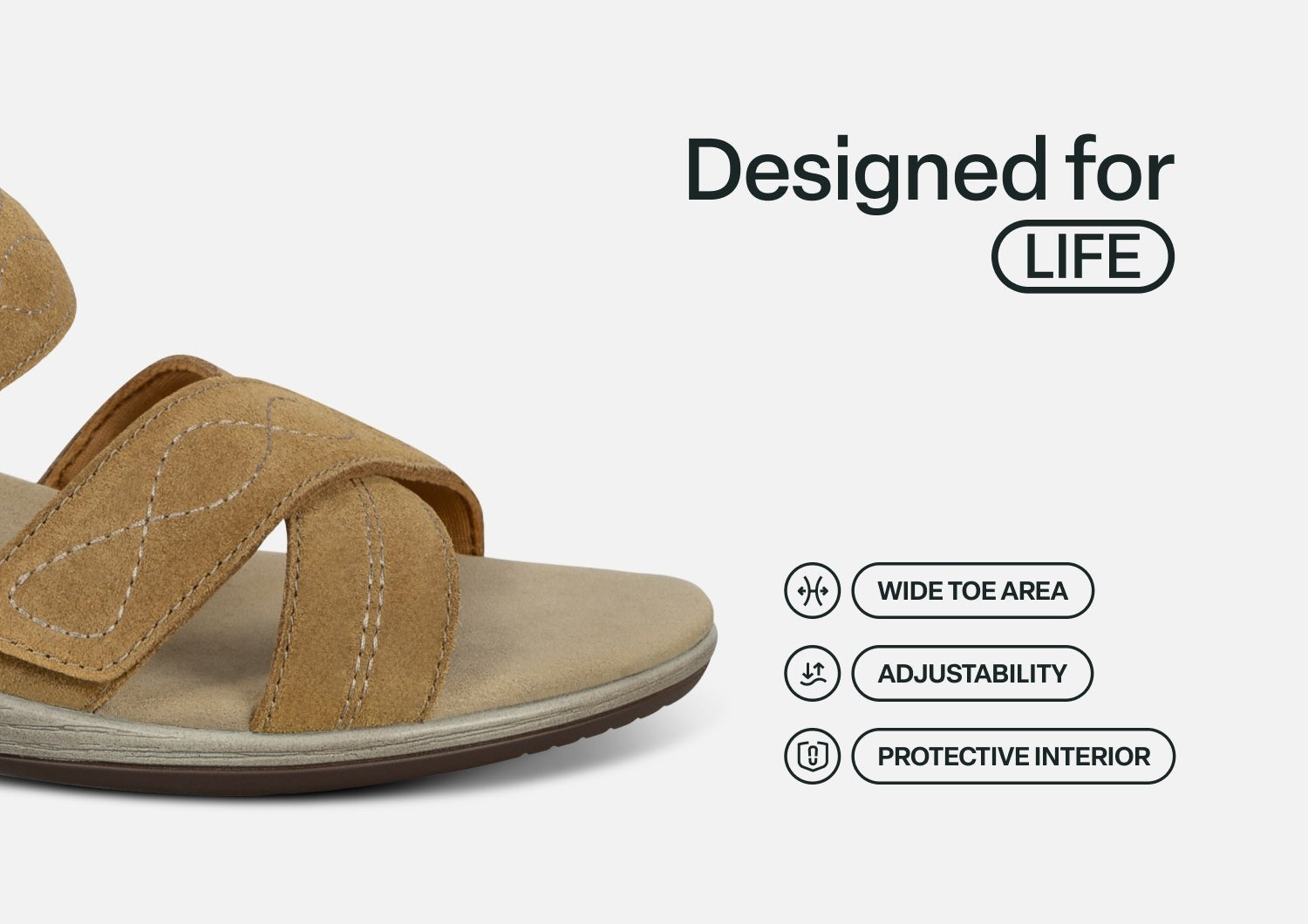 Orthofeet Holly Supportive Ortho-Cushion Wedge Women's Sandals - Camel - Feature Detail - 5