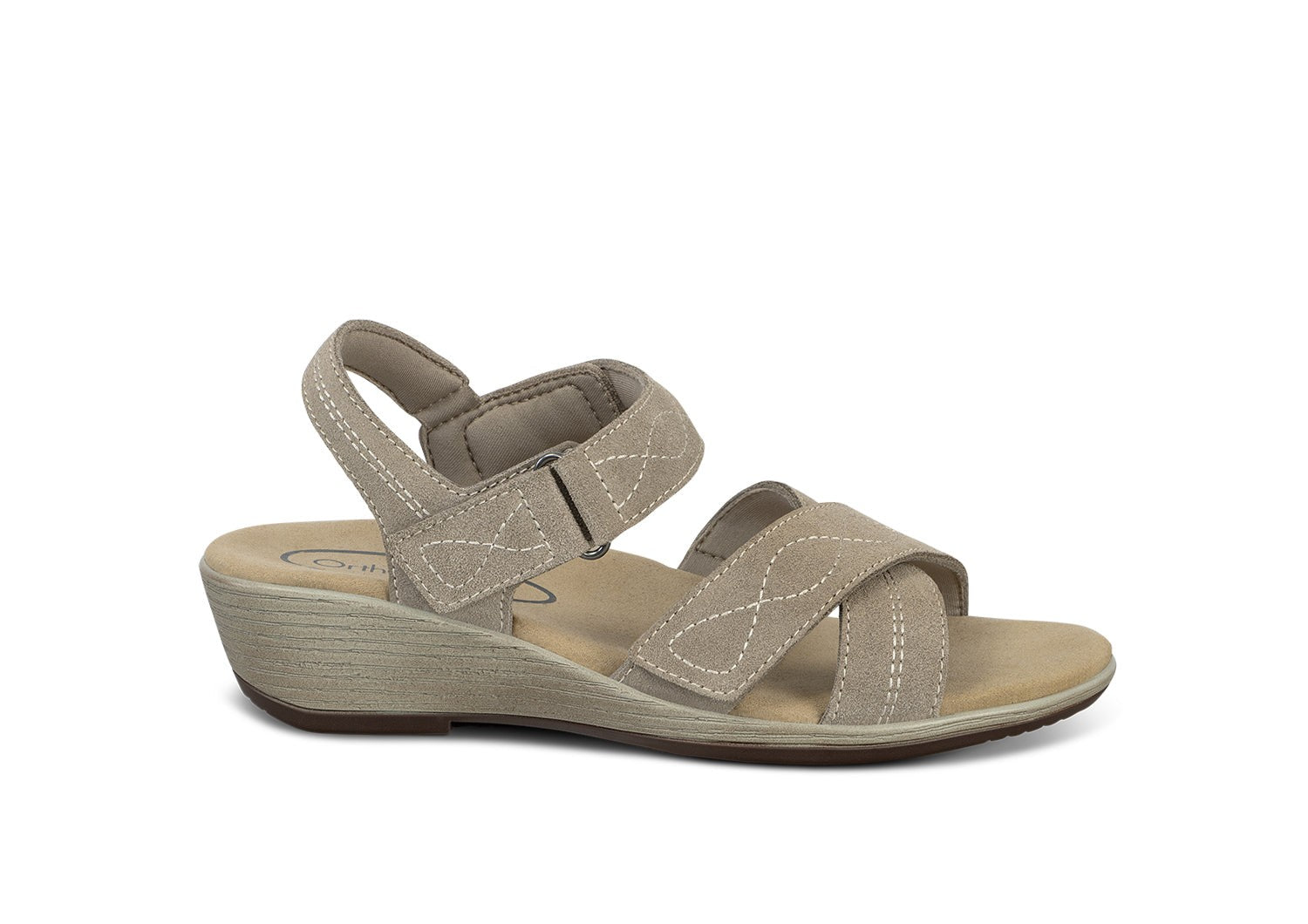 Orthofeet Holly Supportive Ortho-Cushion Wedge Women's Sandals - Taupe - Product View - 1