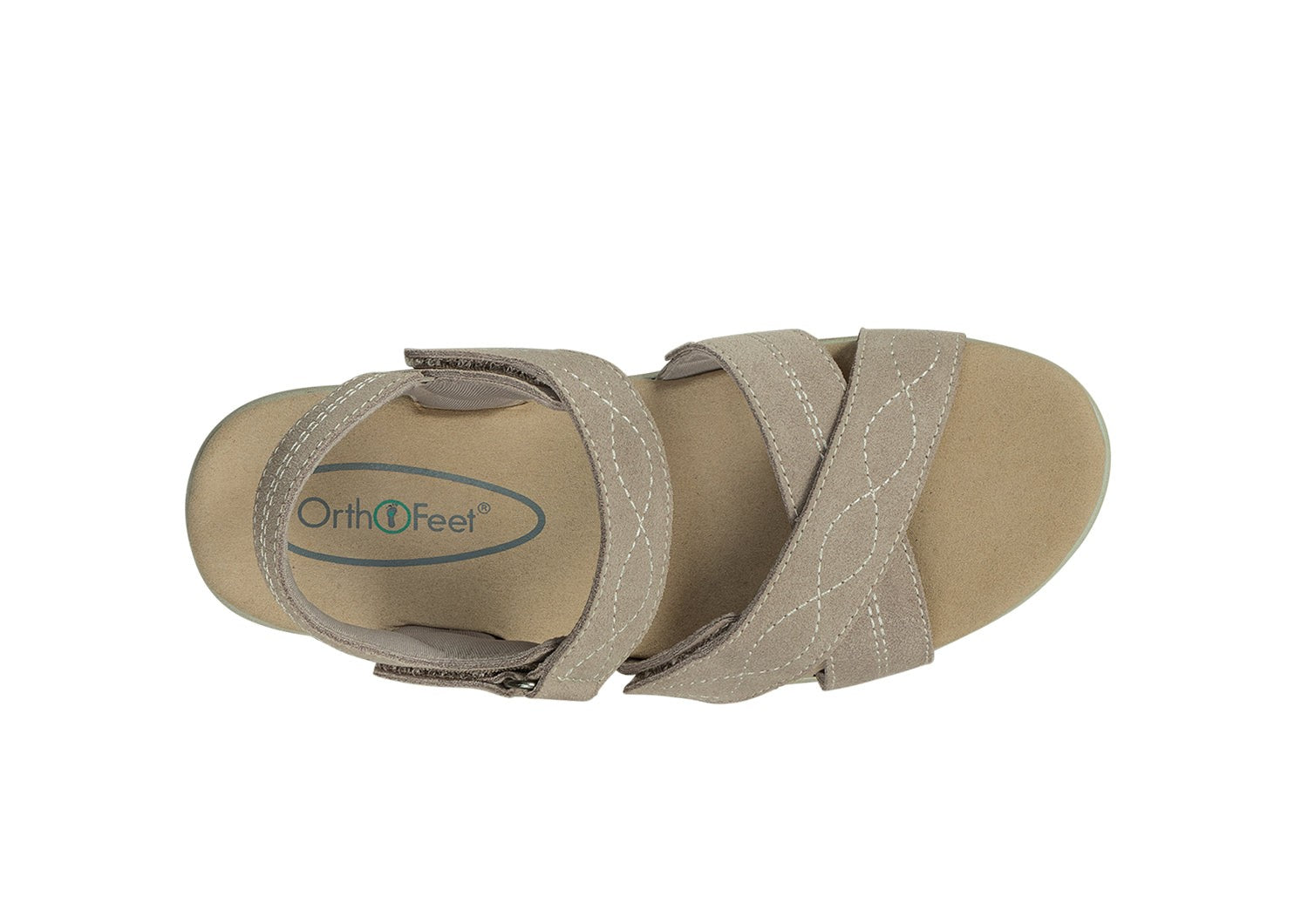 Orthofeet Holly Supportive Ortho-Cushion Wedge Women's Sandals - Taupe - Bird's Eye View - 6
