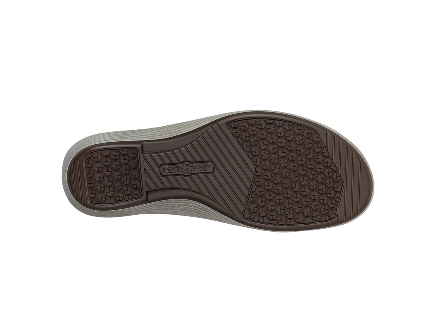Orthofeet Holly Supportive Ortho-Cushion Wedge Women's Sandals - Taupe - Sole View - 7