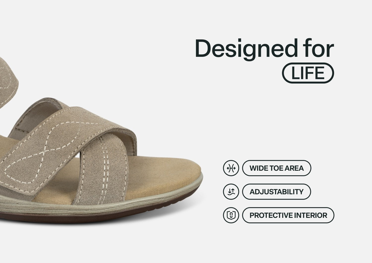 Orthofeet Holly Supportive Ortho-Cushion Wedge Women's Sandals - Taupe - Feature Detail - 5