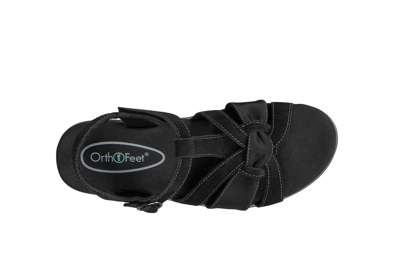 Orthofeet Hope Supportive Orthotic Wedge Women's Sandals - Black - Bird's Eye View - 7