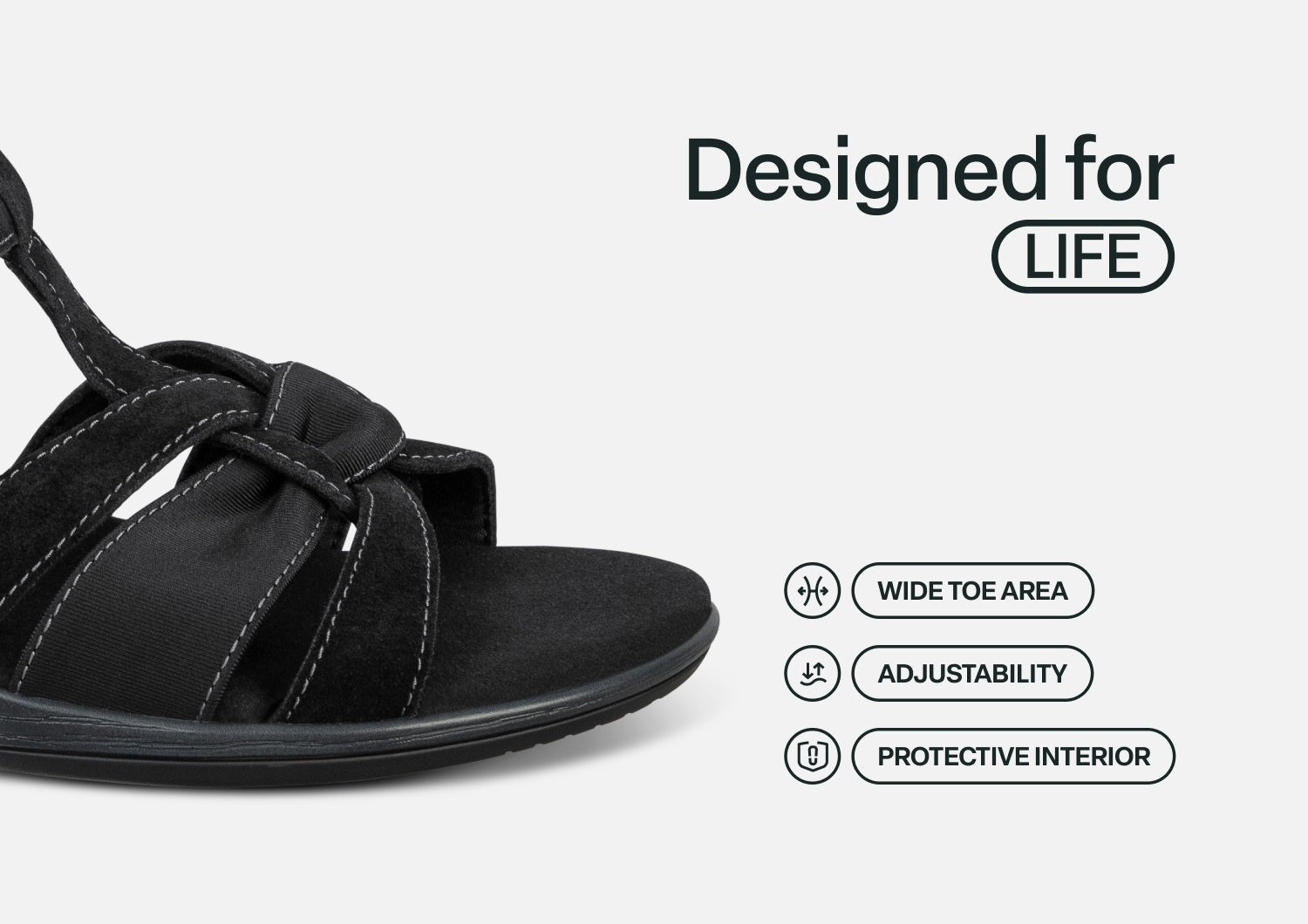 Orthofeet Hope Supportive Orthotic Wedge Women's Sandals - Black - Feature Detail - 5