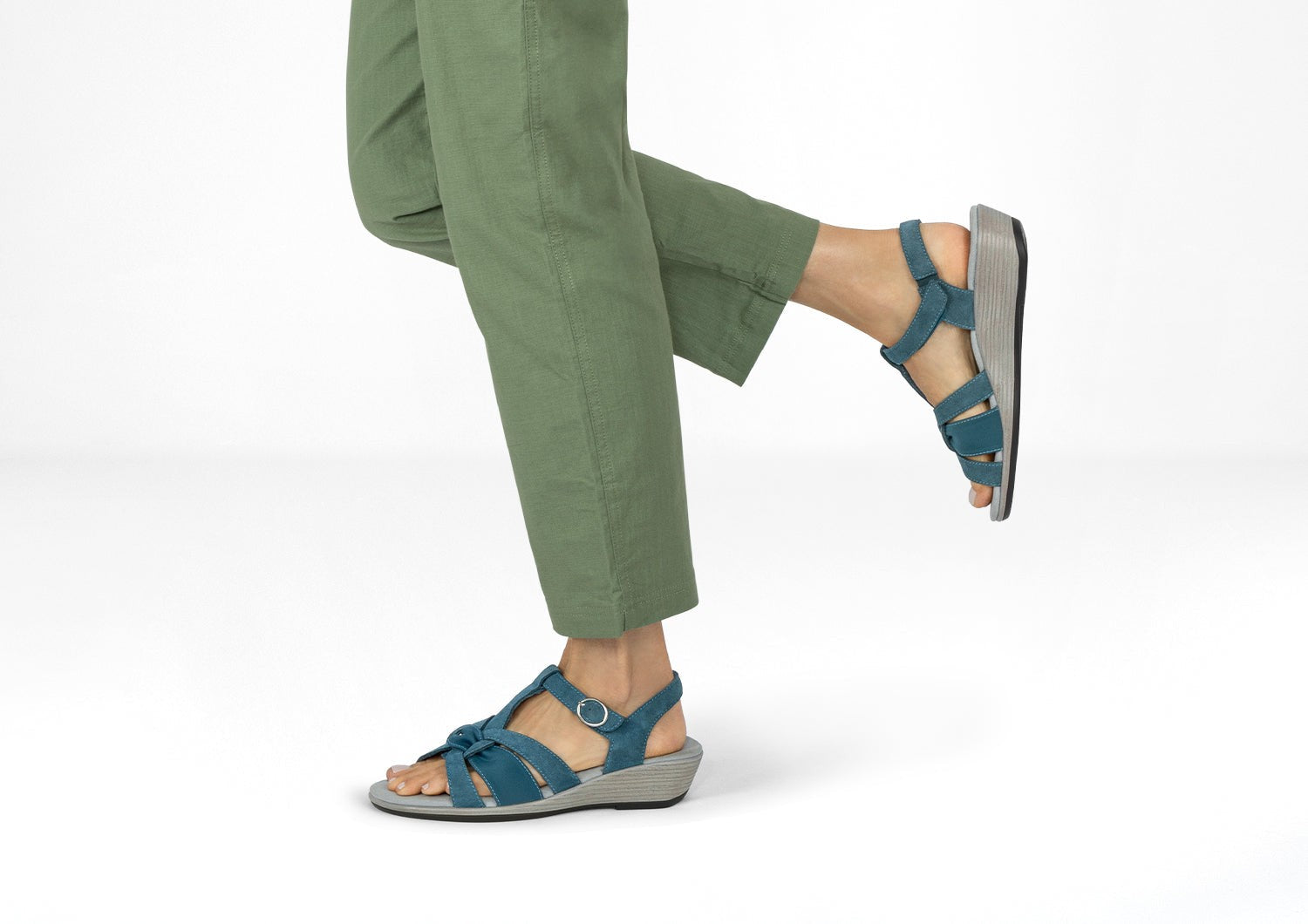 Orthofeet Hope Supportive Orthotic Wedge Women's Sandals - Blue - Lifestyle View - 2