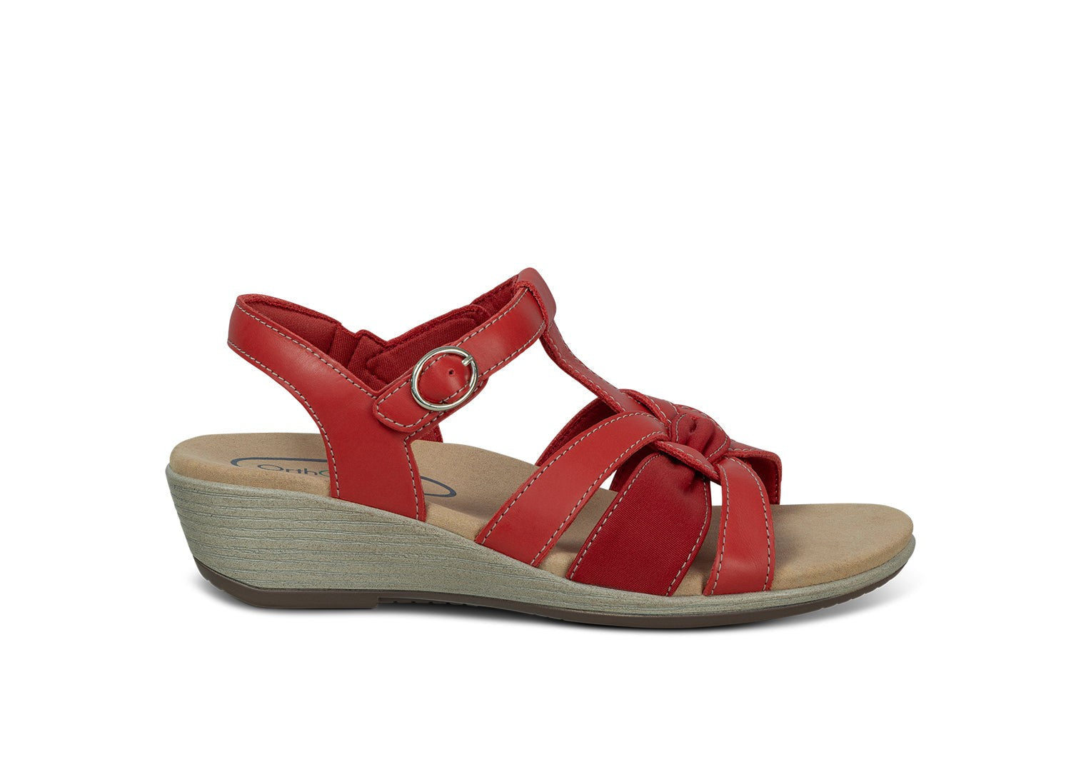 Orthofeet Hope Supportive Orthotic Wedge Women's Sandals - Red - Product View - 1