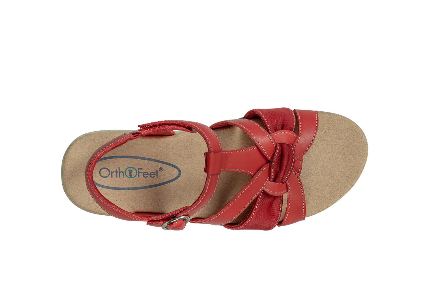 Orthofeet Hope Supportive Orthotic Wedge Women's Sandals - Red - Bird's Eye View - 6