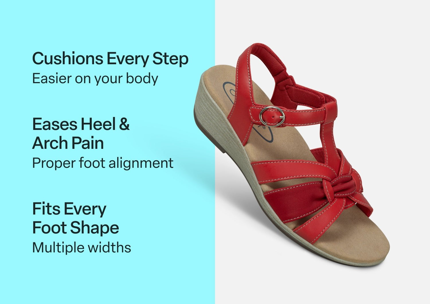 Orthofeet Hope Supportive Orthotic Wedge Women's Sandals - Red - Comfort Benefits - 3
