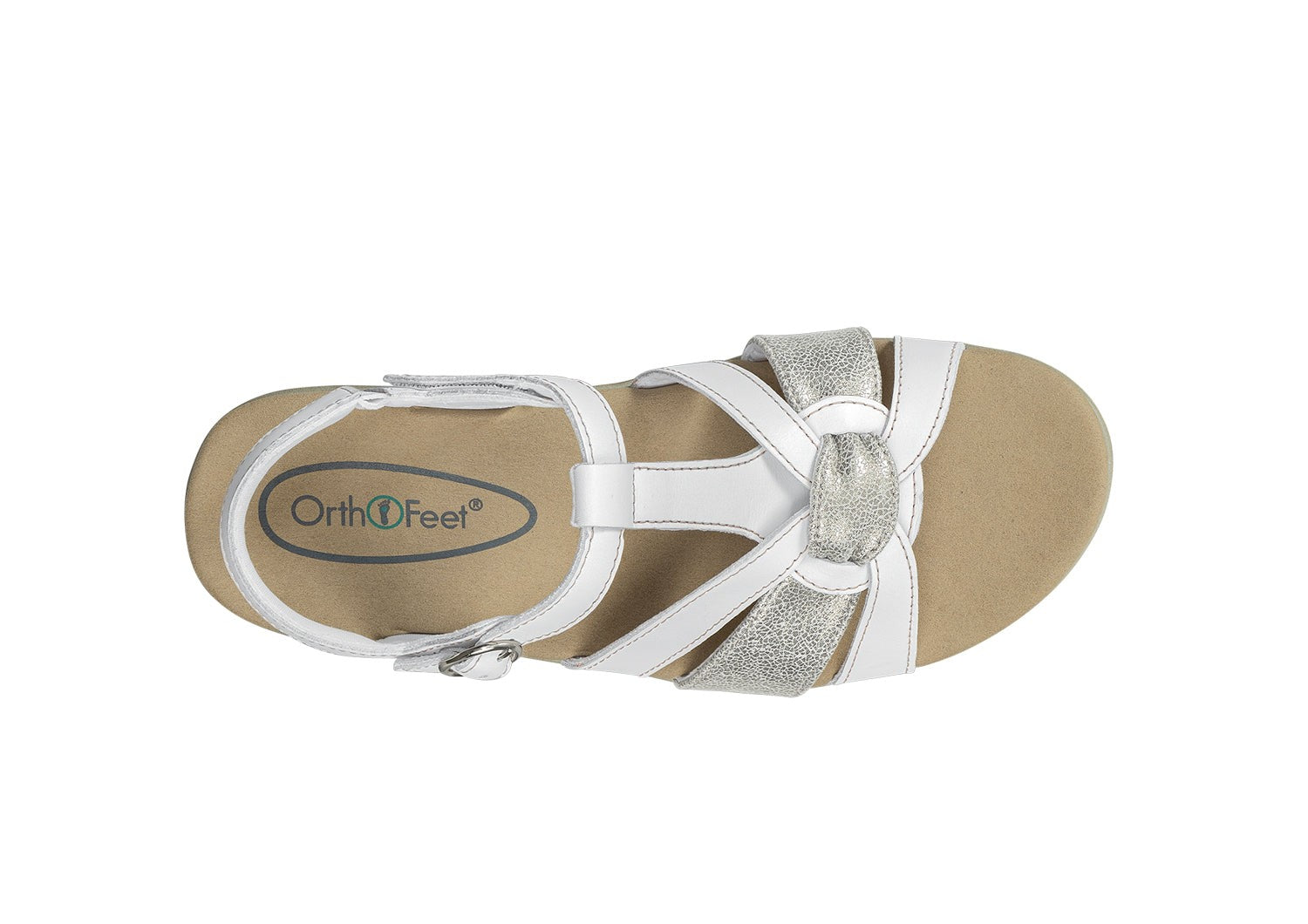 Orthofeet Hope Supportive Orthotic Wedge Women's Sandals - White - Bird's Eye View - 6