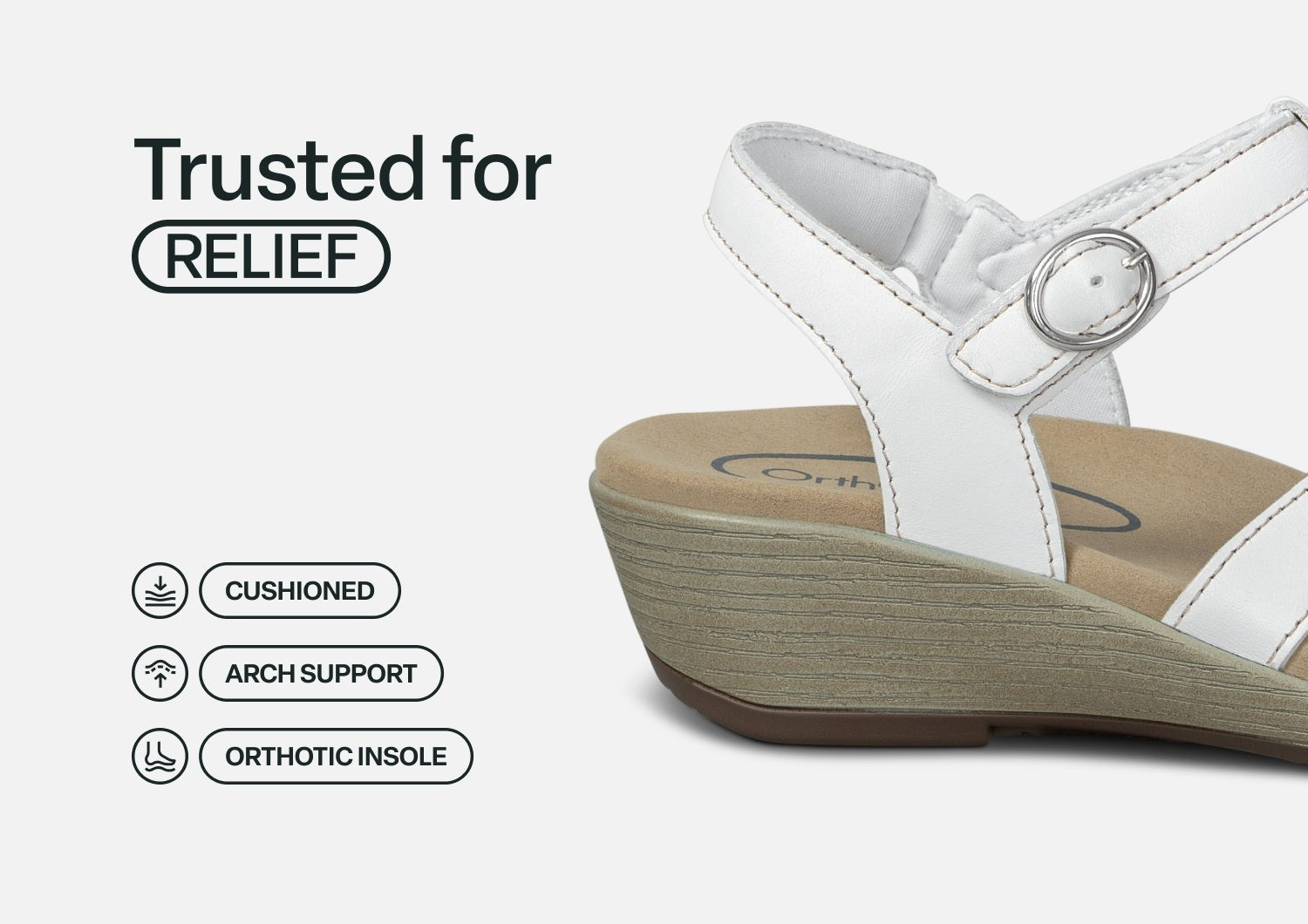 Orthofeet Hope Supportive Orthotic Wedge Women's Sandals - White - Feature Detail - 4