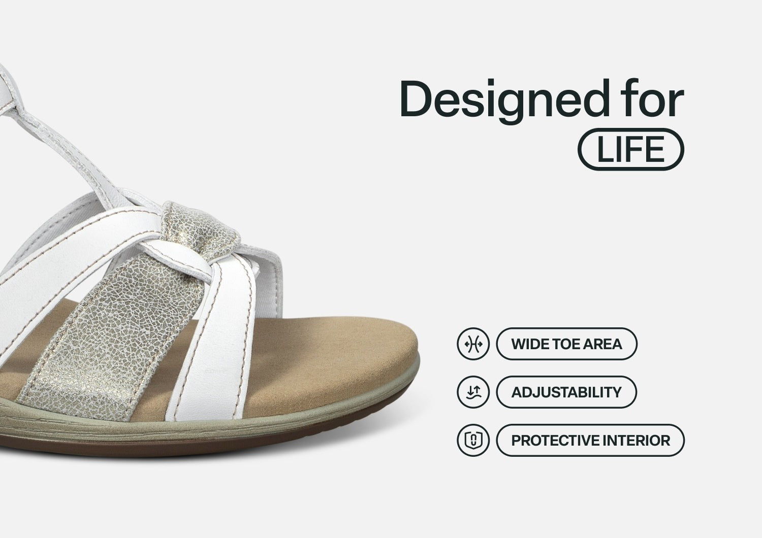 Orthofeet Hope Supportive Orthotic Wedge Women's Sandals - White - Feature Detail - 5