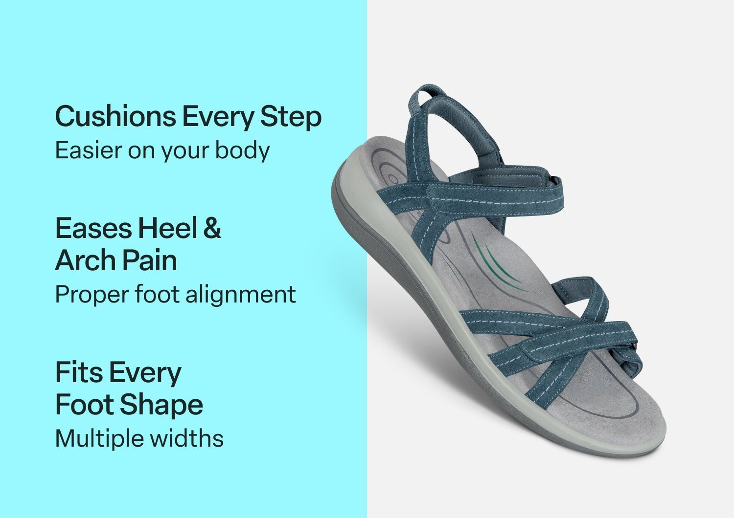 Orthofeet Hydra Cushioned Support Women's Sandals - Blue - Comfort Benefits - 3