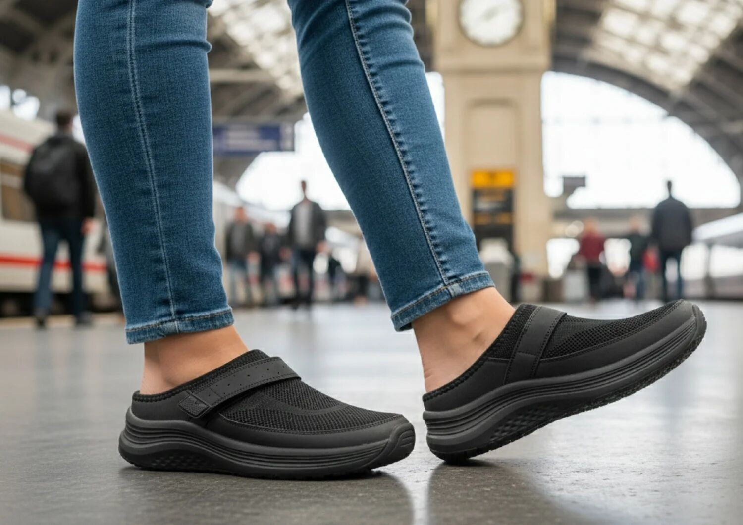 Orthofeet Iris Stretch Max-Cushion Support Women's Sneakers - Black - Lifestyle View - 9