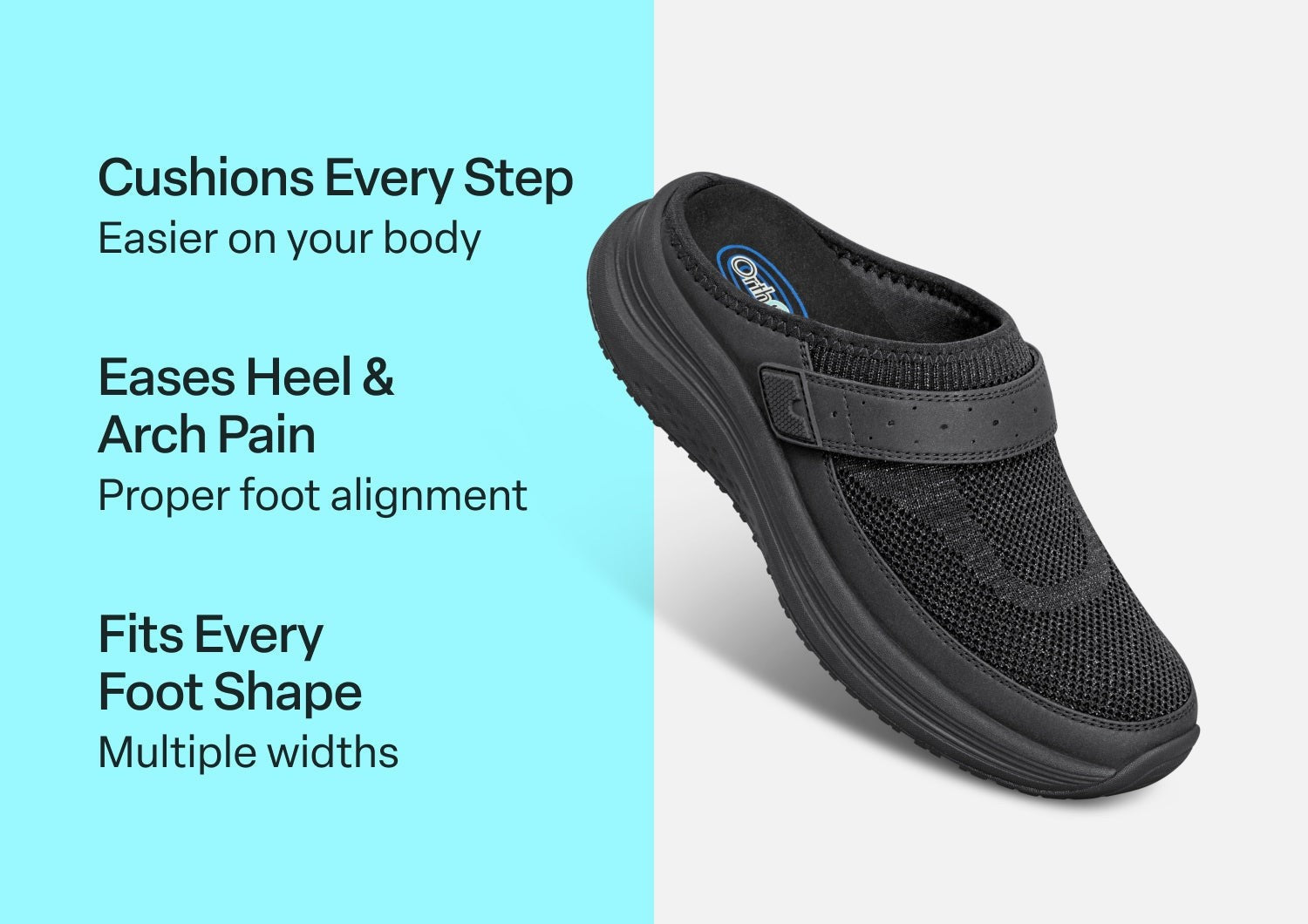 Orthofeet Iris Stretch Max-Cushion Support Women's Sneakers - Black - Comfort Benefits - 3