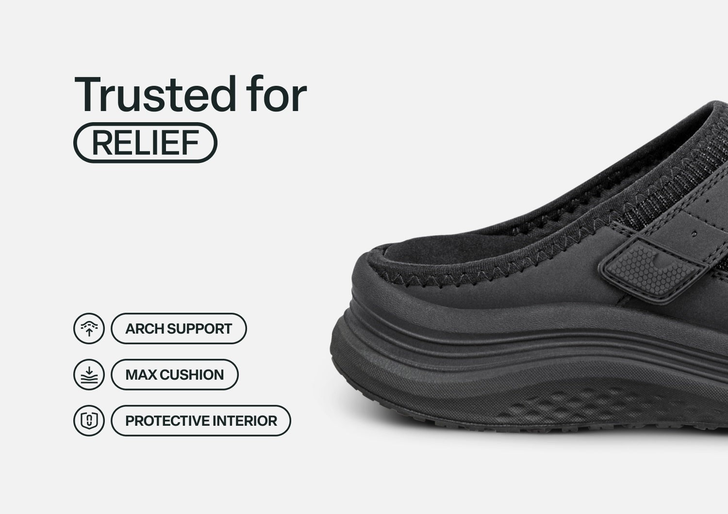Orthofeet Iris Stretch Max-Cushion Support Women's Sneakers - Black - Feature Detail - 4