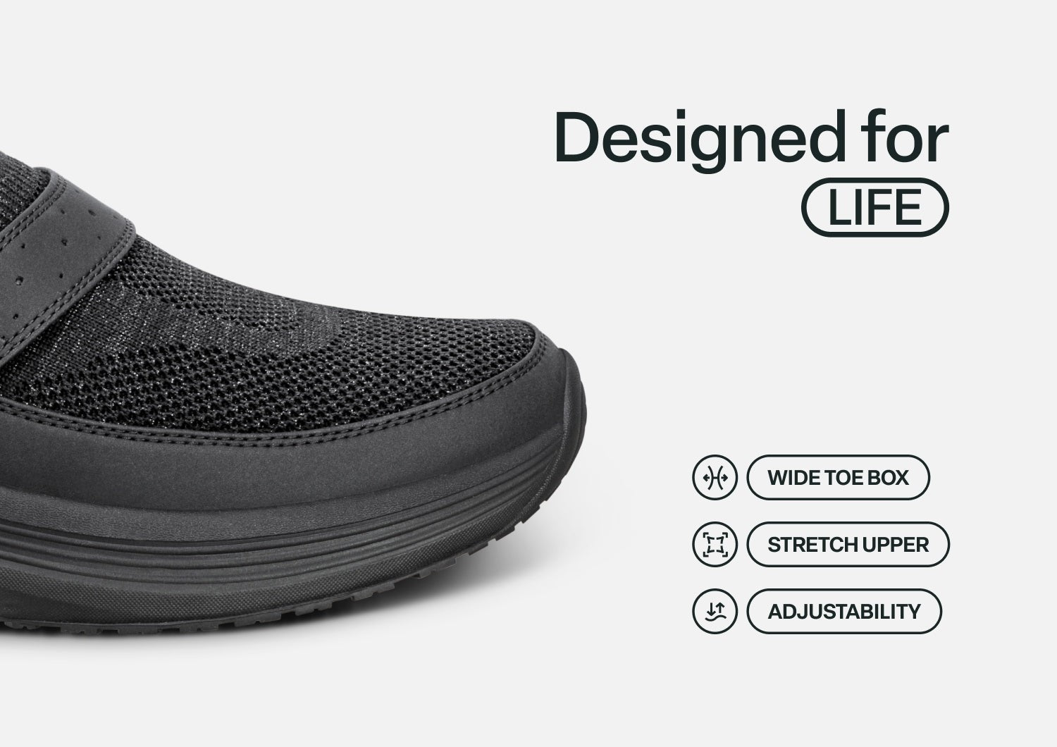 Orthofeet Iris Stretch Max-Cushion Support Women's Sneakers - Black - Feature Detail - 5