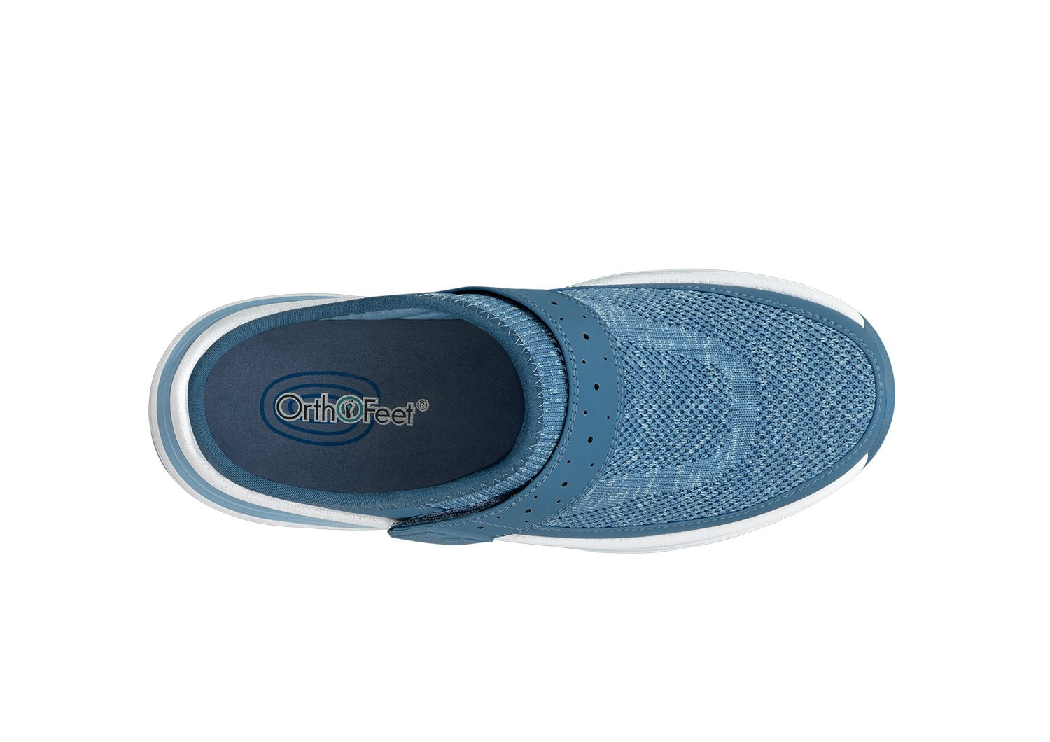 Orthofeet Iris Stretch Max-Cushion Support Women's Sneakers - Blue - Bird's Eye View - 7