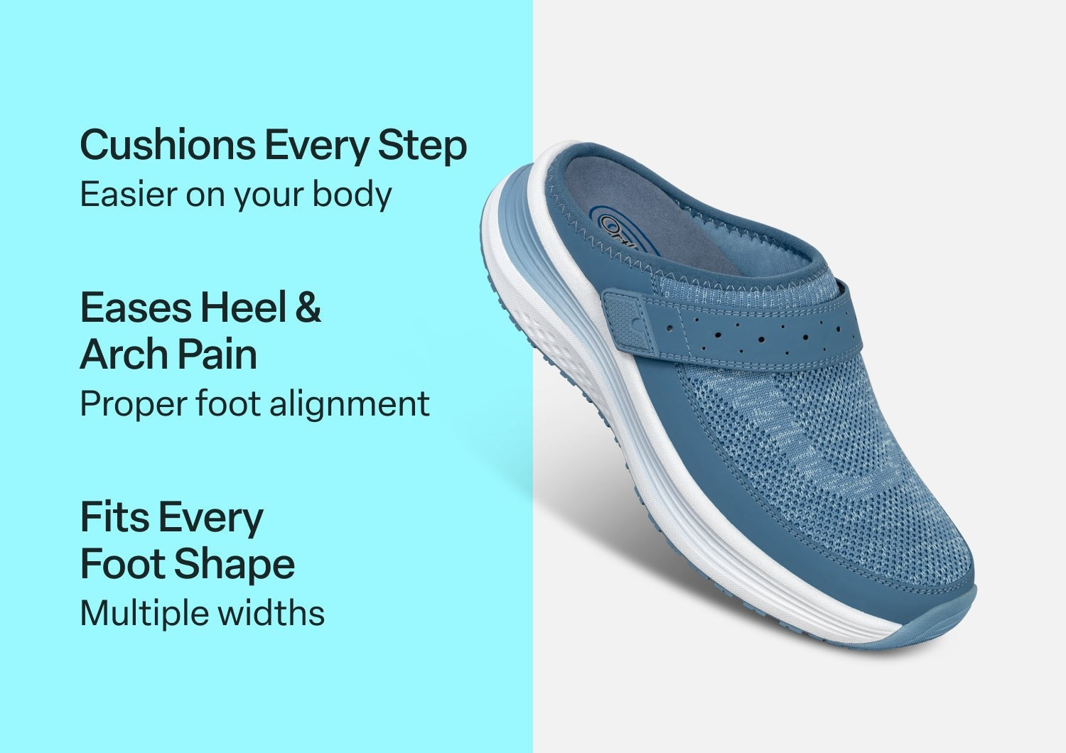 Orthofeet Iris Stretch Max-Cushion Support Women's Sneakers - Blue - Comfort Benefits - 3