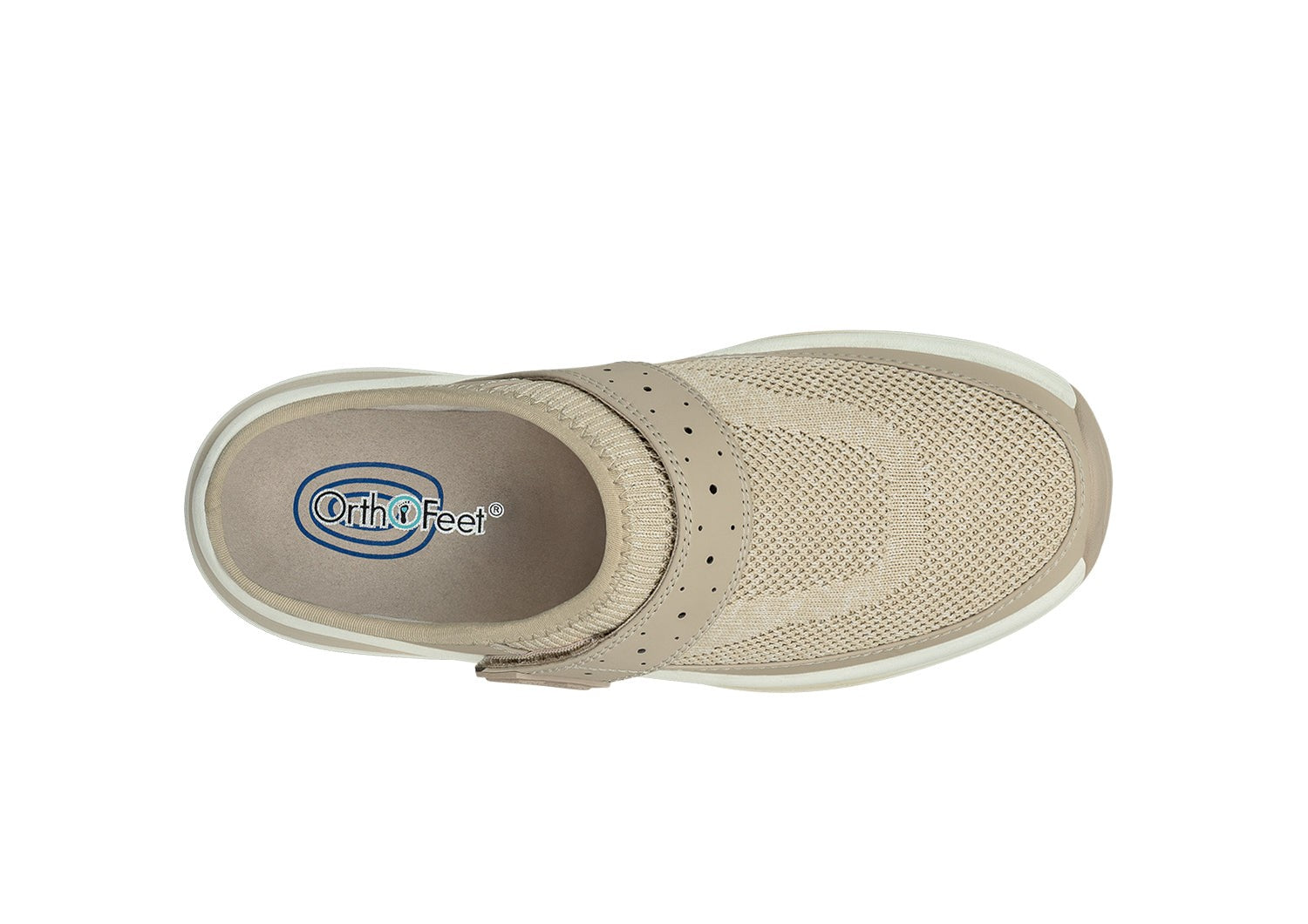 Orthofeet Iris Stretch Max-Cushion Support Women's Sneakers - Taupe - Bird's Eye View - 7
