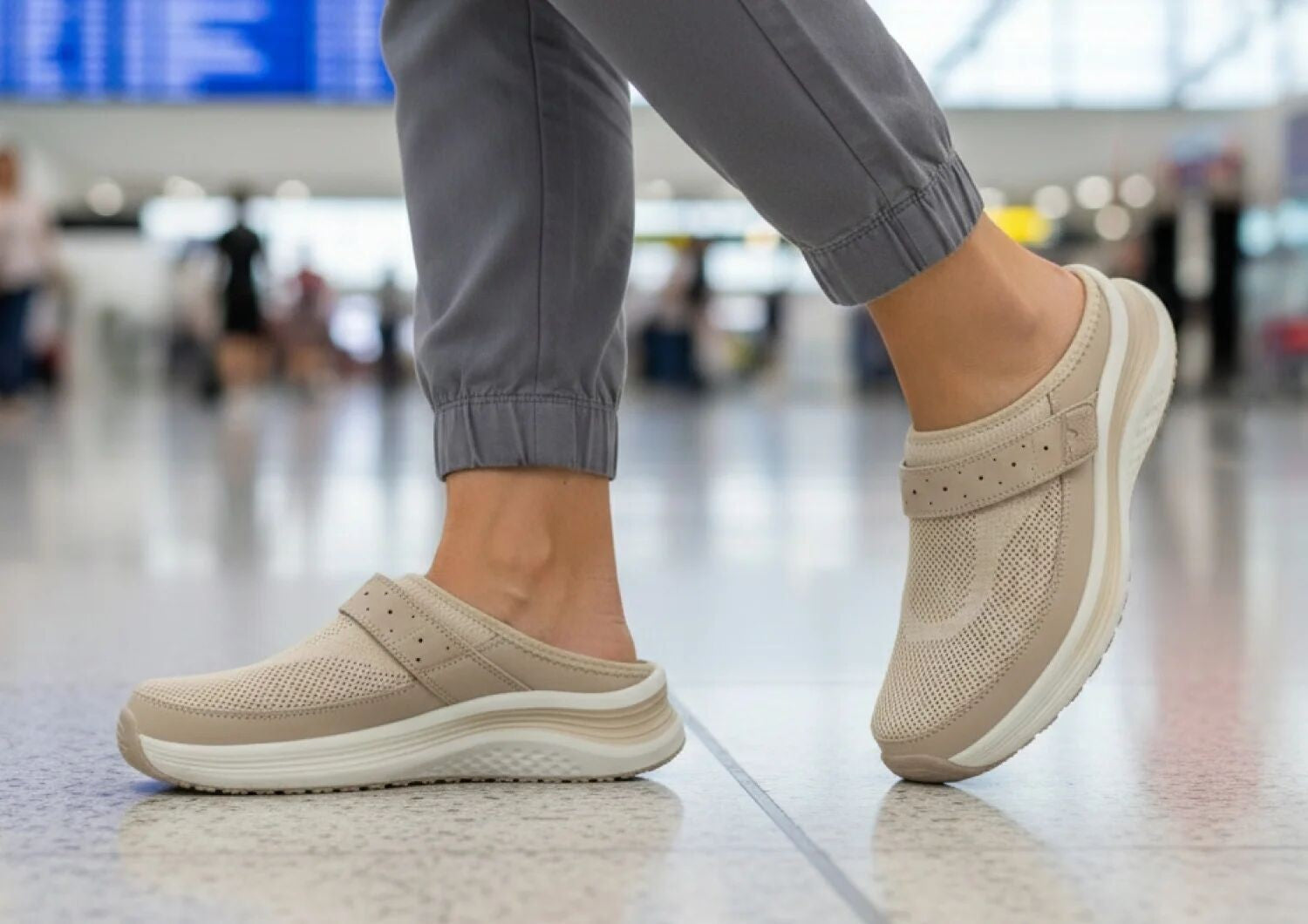 Orthofeet Iris Stretch Max-Cushion Support Women's Sneakers - Taupe - Lifestyle View - 9