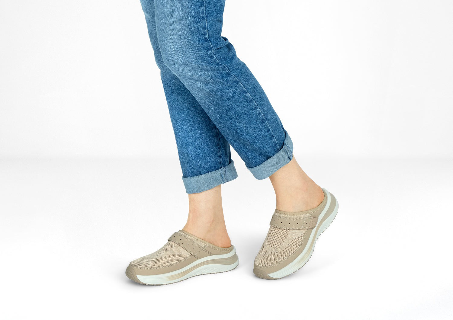 Orthofeet Iris Stretch Max-Cushion Support Women's Sneakers - Taupe - Lifestyle View - 2