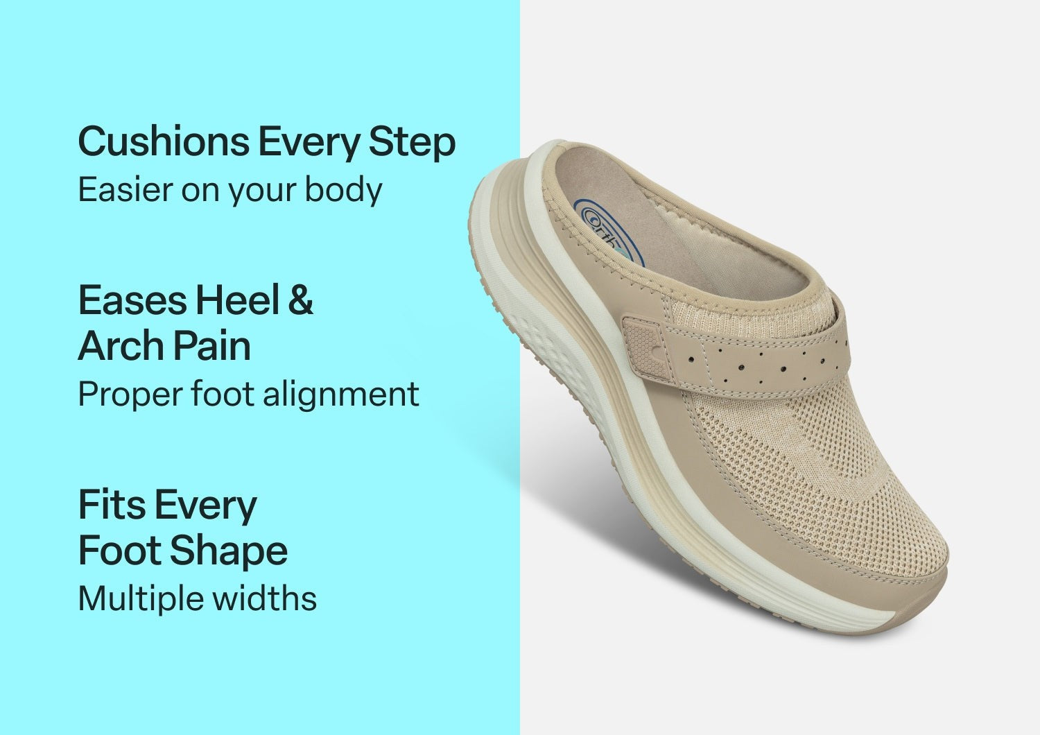 Orthofeet Iris Stretch Max-Cushion Support Women's Sneakers - Taupe - Comfort Benefits - 3