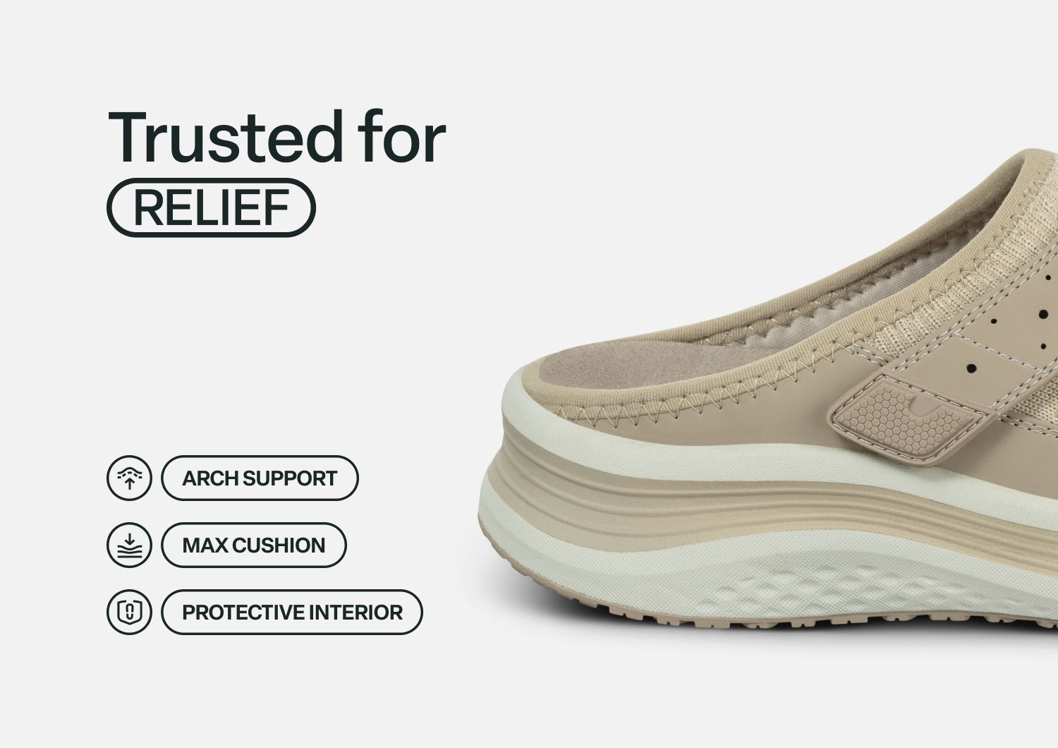 Orthofeet Iris Stretch Max-Cushion Support Women's Sneakers - Taupe - Feature Detail - 4