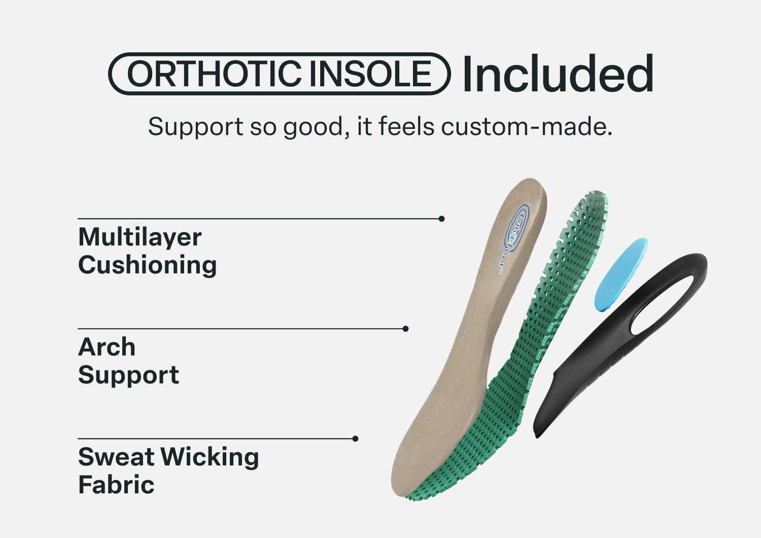 Orthofeet Iris Stretch Max-Cushion Support Women's Sneakers - Taupe - Orthotic Insole Details - 6