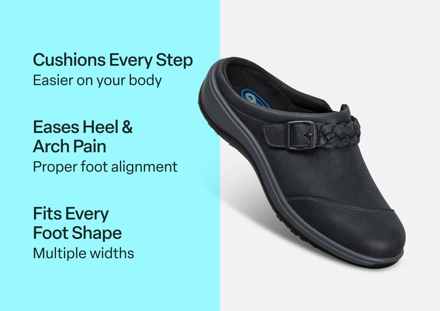Orthofeet Irma Women's Clog - Charcoal - Comfort Benefits - 3