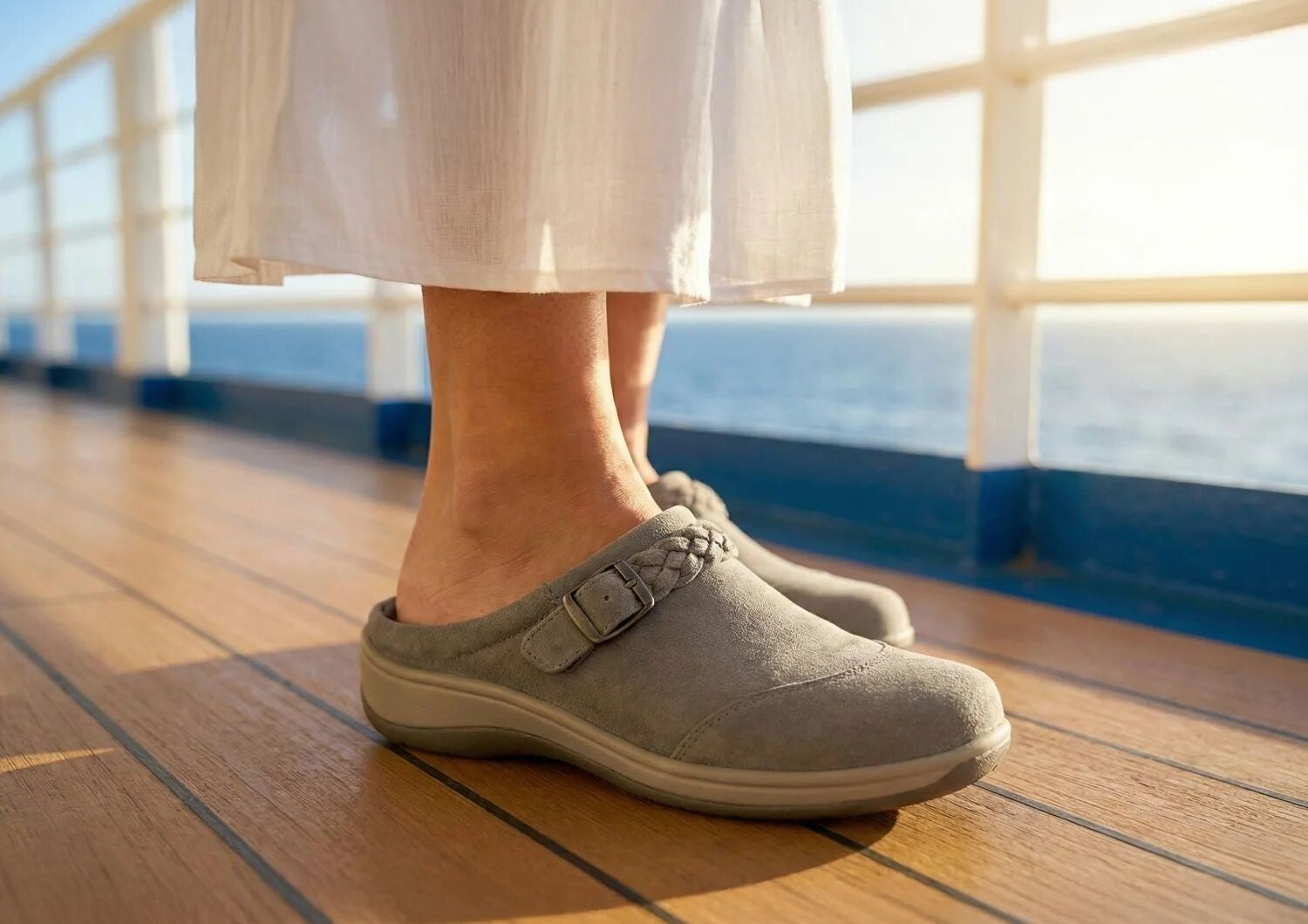 Orthofeet Irma Women's Clog - Taupe - Lifestyle View - 9